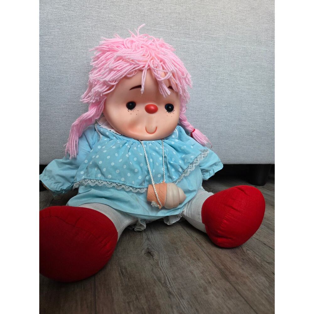 Vintage 1980s Komfy Kids Ice Cream Girl Jumbo Plush Doll 24" Meritus Pink Hair